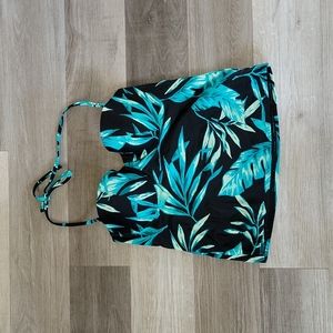 Old Navy Tankini Top Black w/ Tropical Leaves Size Large
